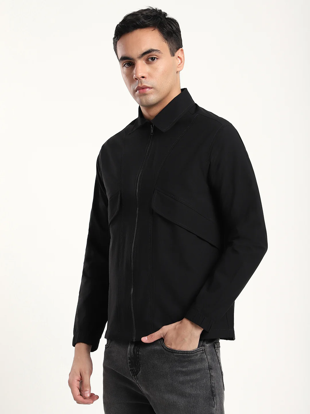 Black Lightweight Windbreaker Jacket - Image 3