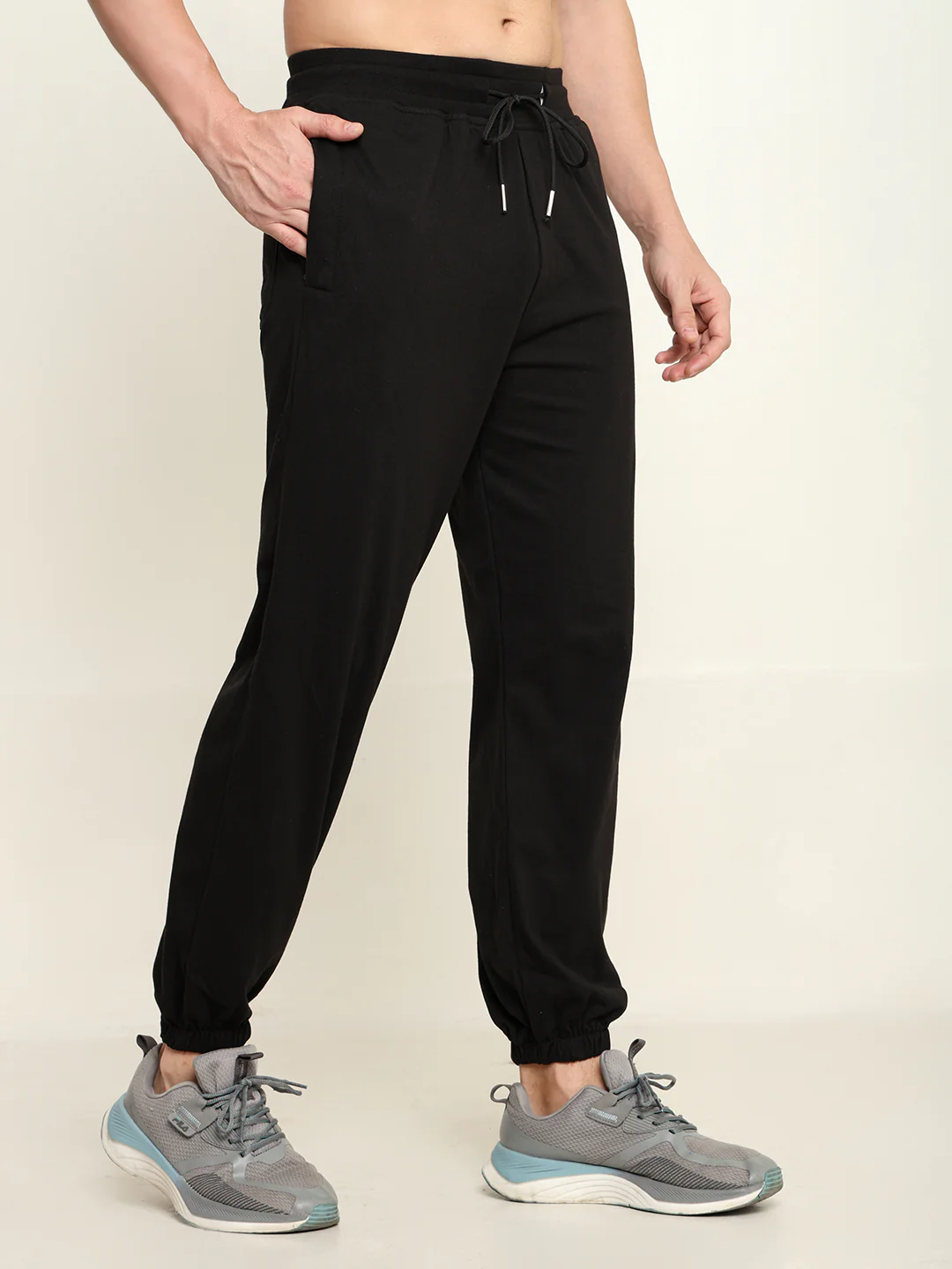 Breathable Loose Fit Cotton Track Pant for Men.(Black) - Image 4