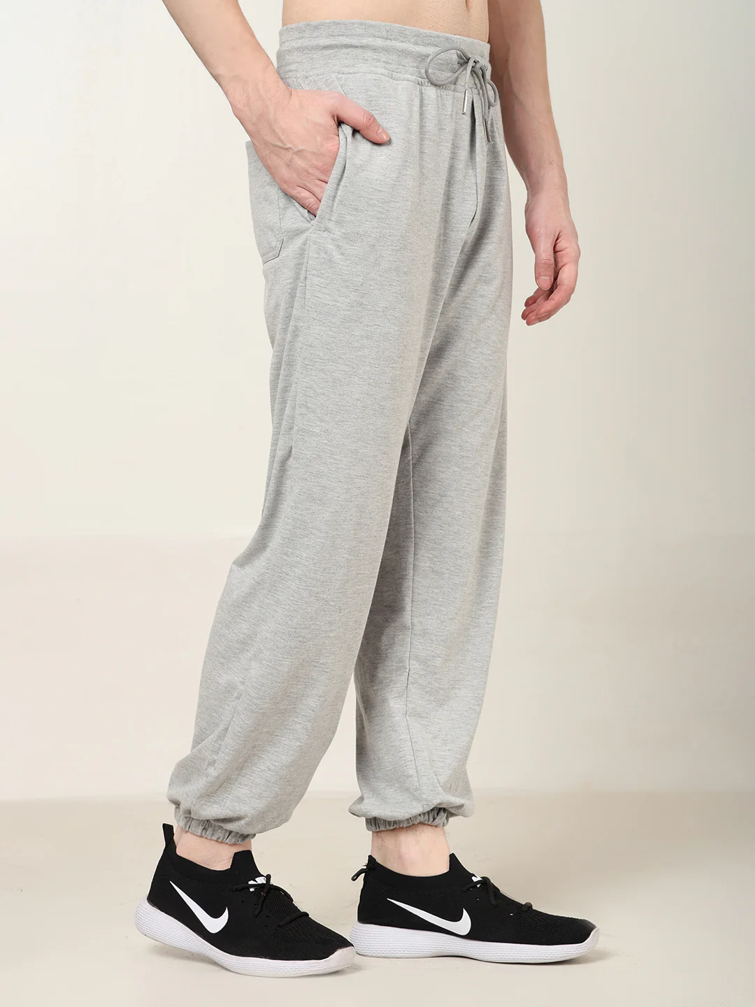 Breathable Loose Fit Cotton Track Pant for Men.(Grey) - Image 4