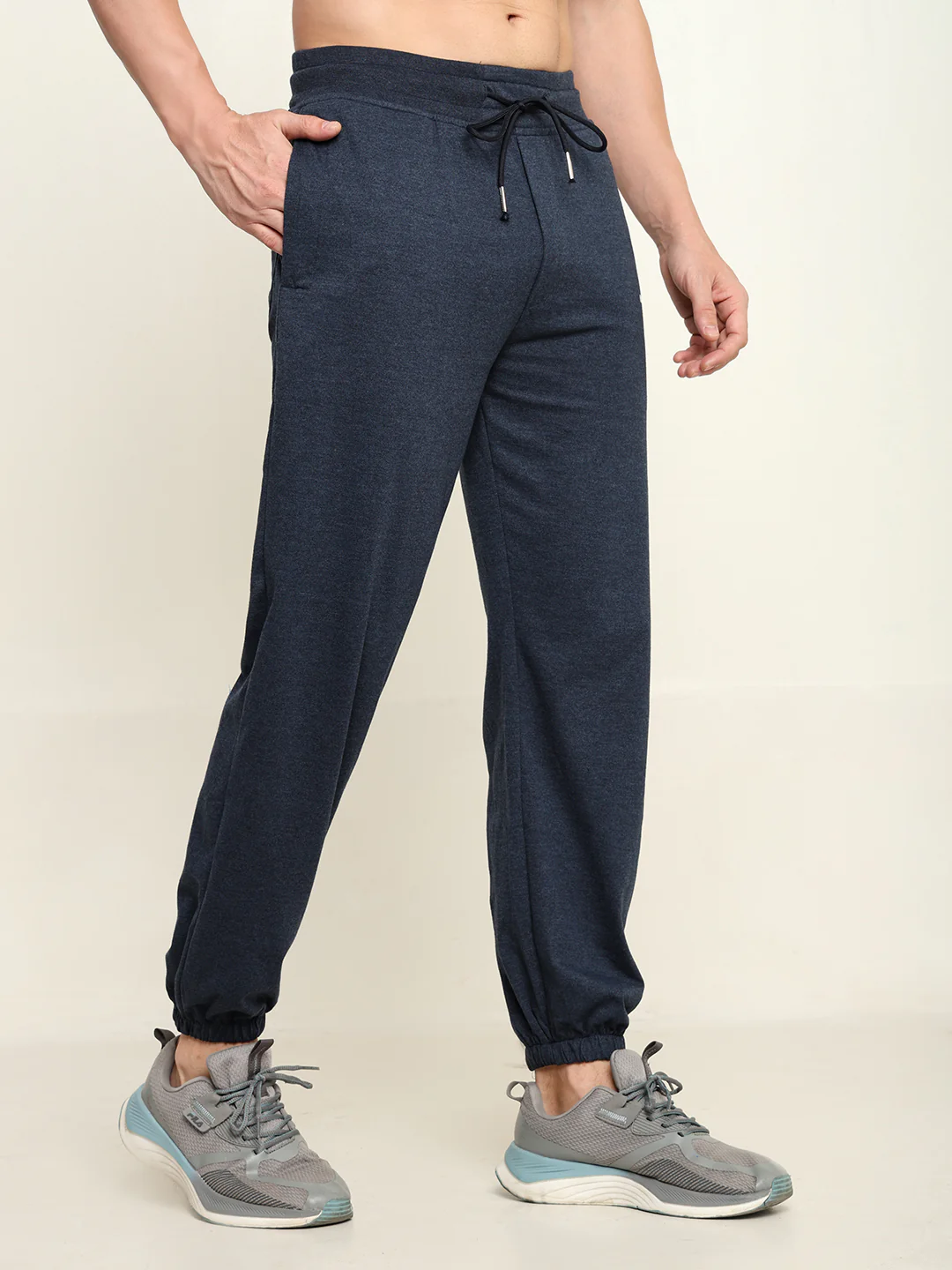 Breathable Loose Fit Cotton Track Pant for Men.(Melange Blue) - Image 4