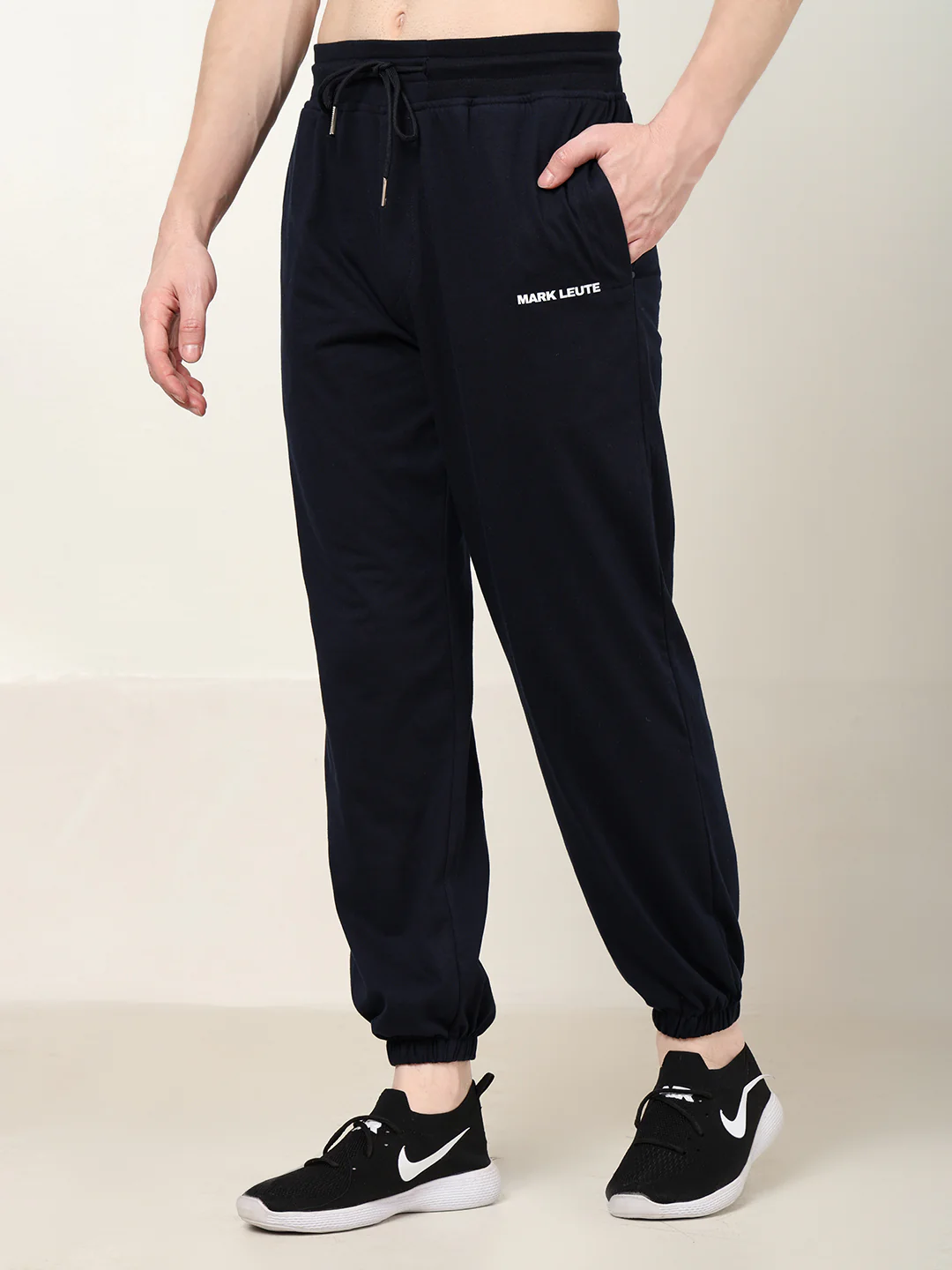 Breathable Loose Fit Cotton Track Pant for Men.(Navy Blue) - Image 2