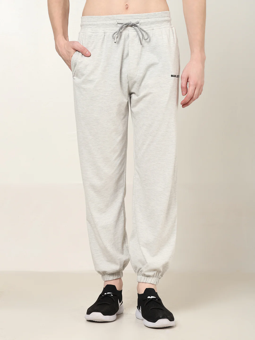 Breathable Loose Fit Cotton Track Pant for Men.(Off-White) - Image 2