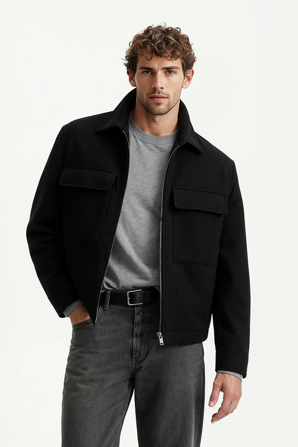Cargo Tweed Jacket (Black)