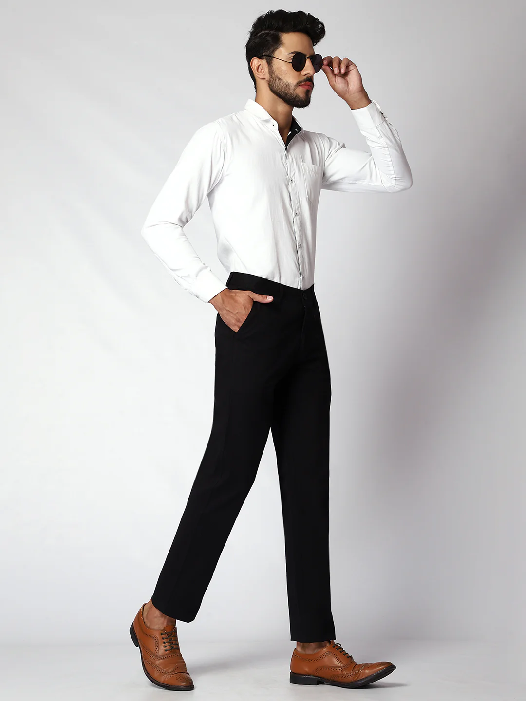 Black Casual Chinos For Men.