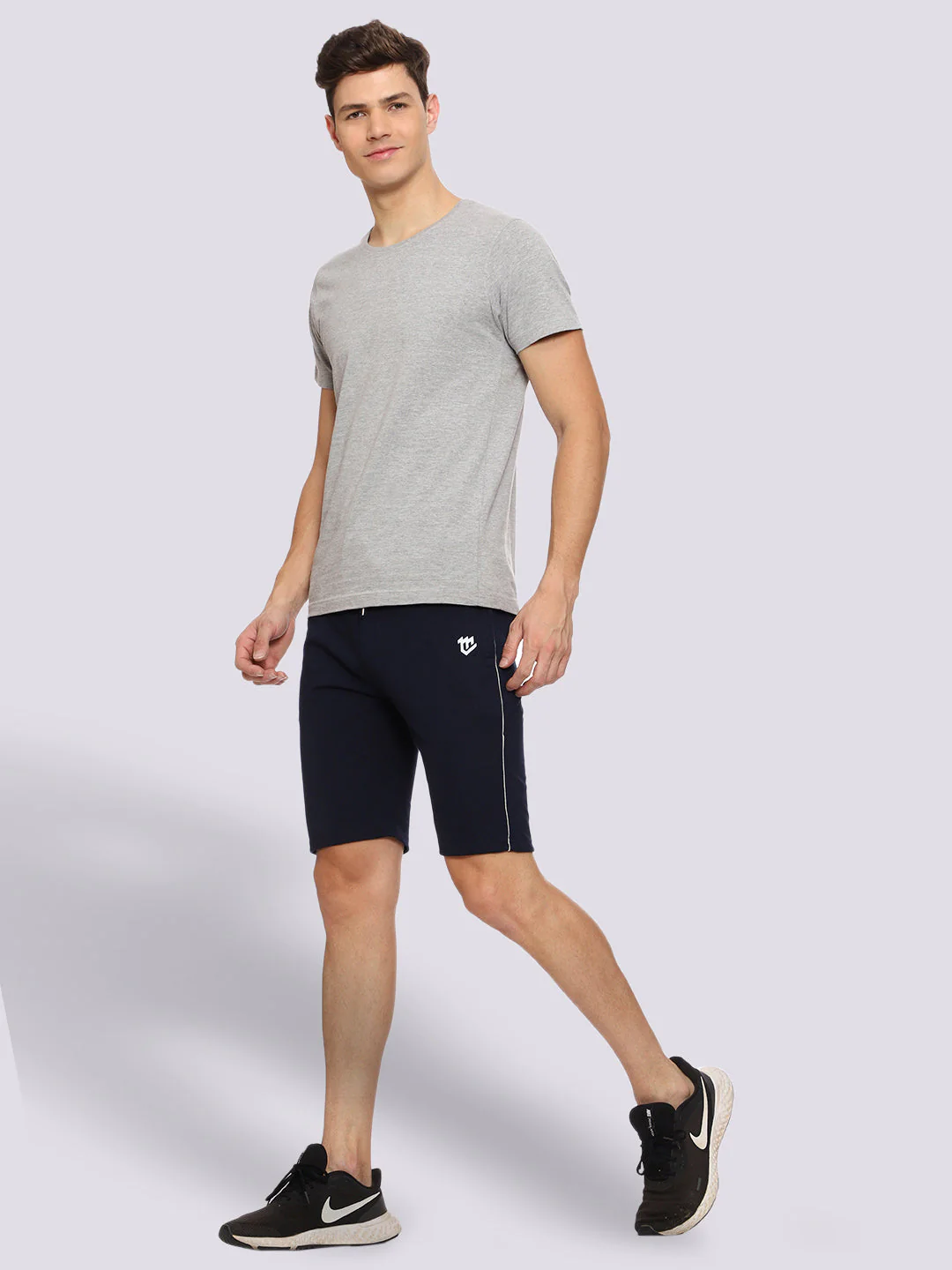 Side Piping Blue Shorts For Men - Image 2