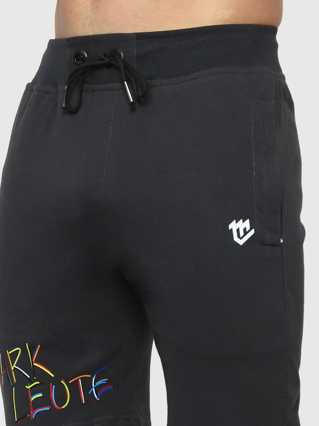 Solid Charcoal Grey Shorts For Men - Image 5