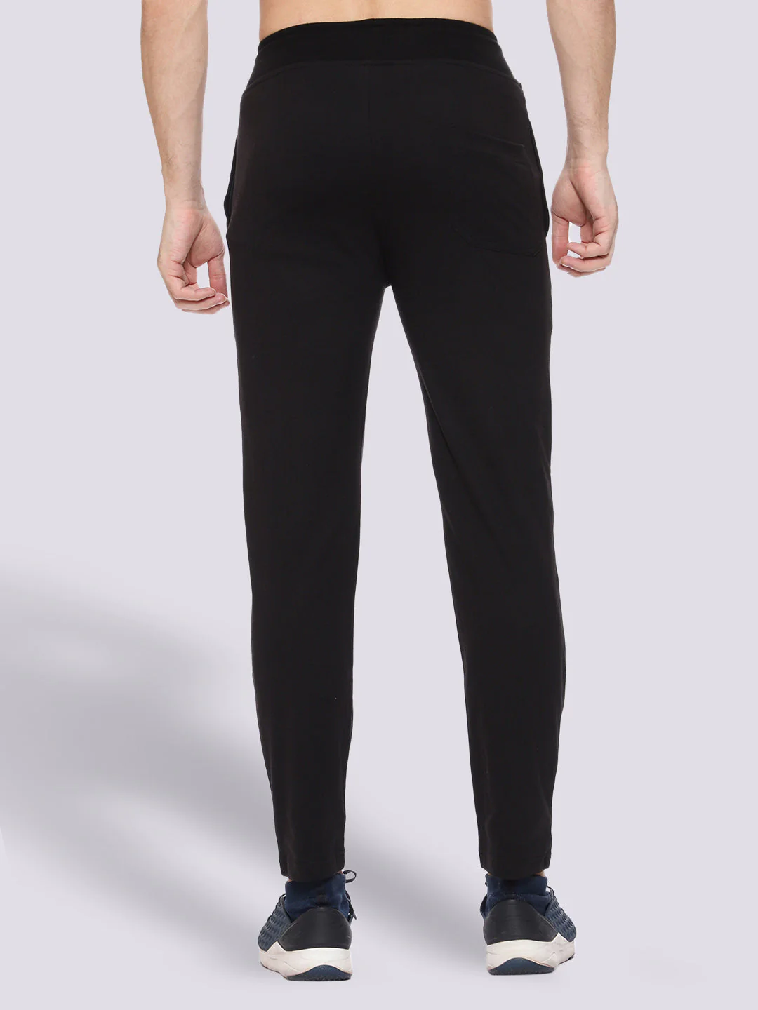 Black Front Stripe Cotton Track Pant for Men - Image 4