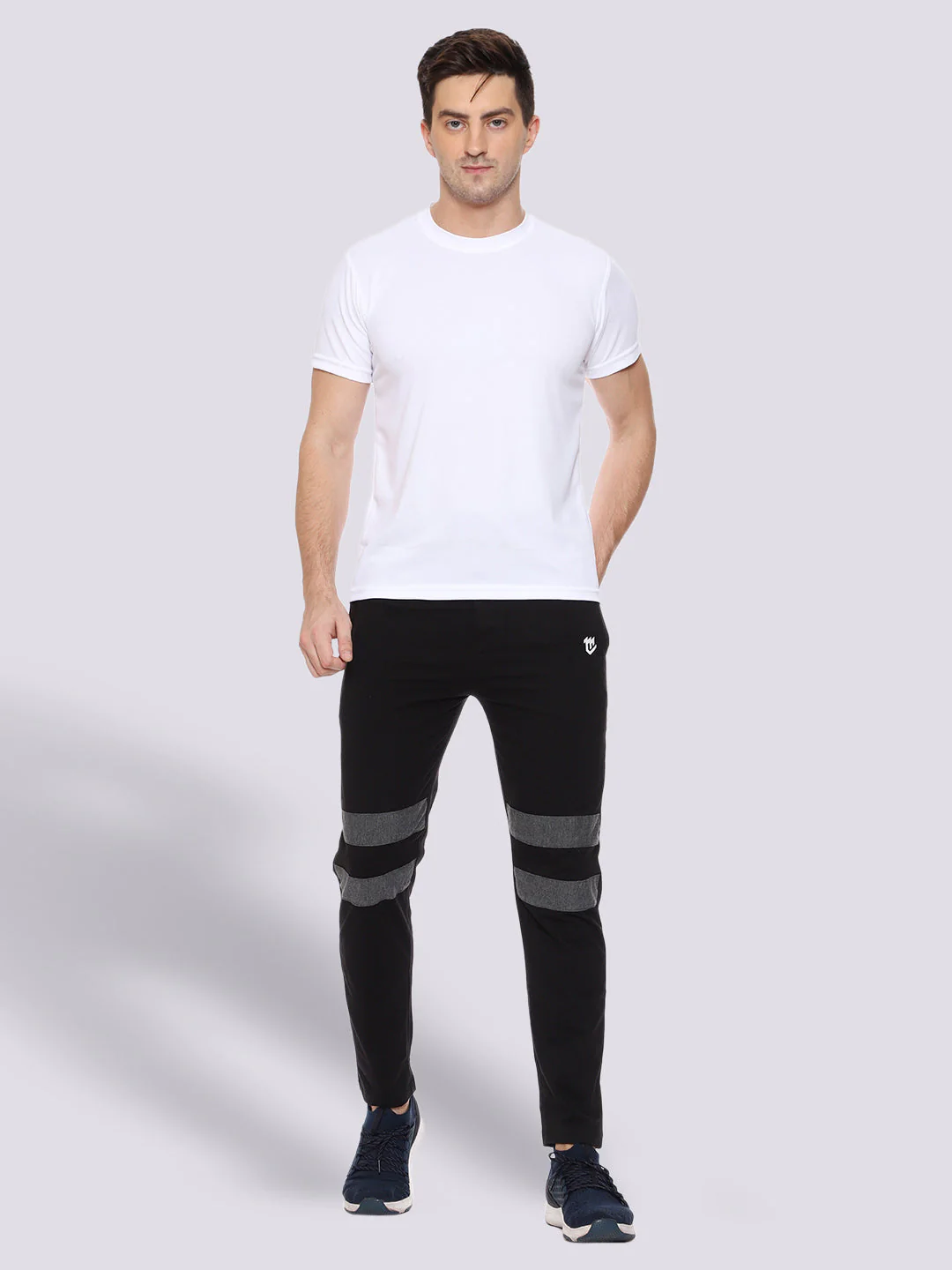 Black Front Stripe Cotton Track Pant for Men - Image 6