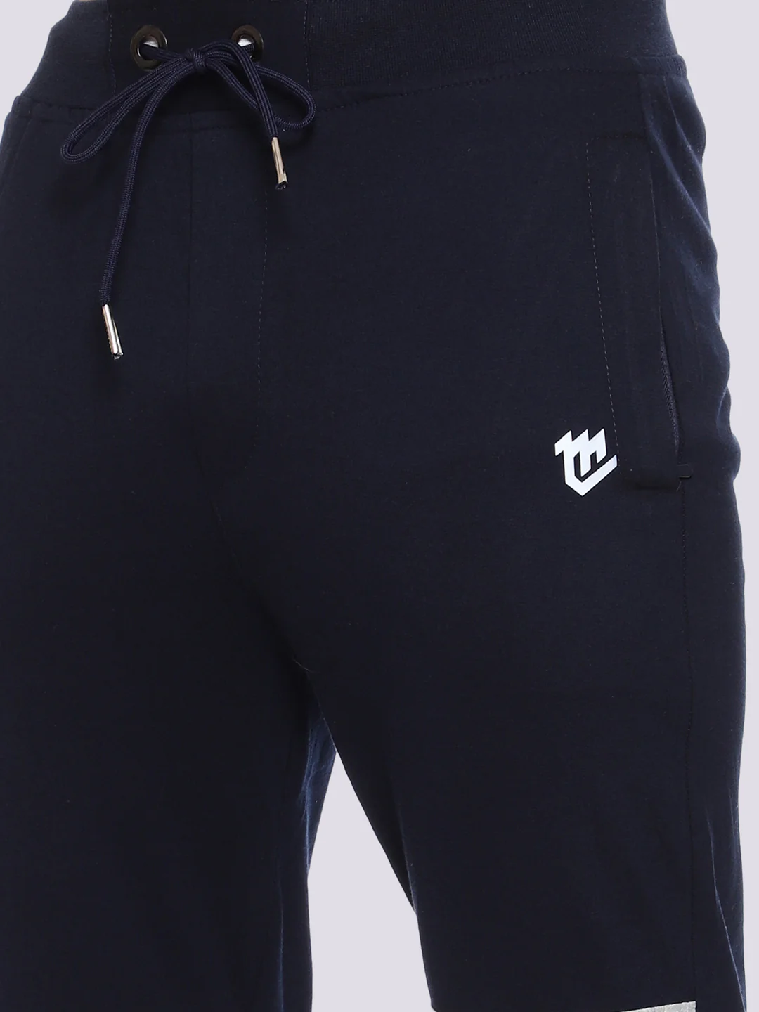 Blue Front Stripe Cotton Track Pant for Men - Image 4