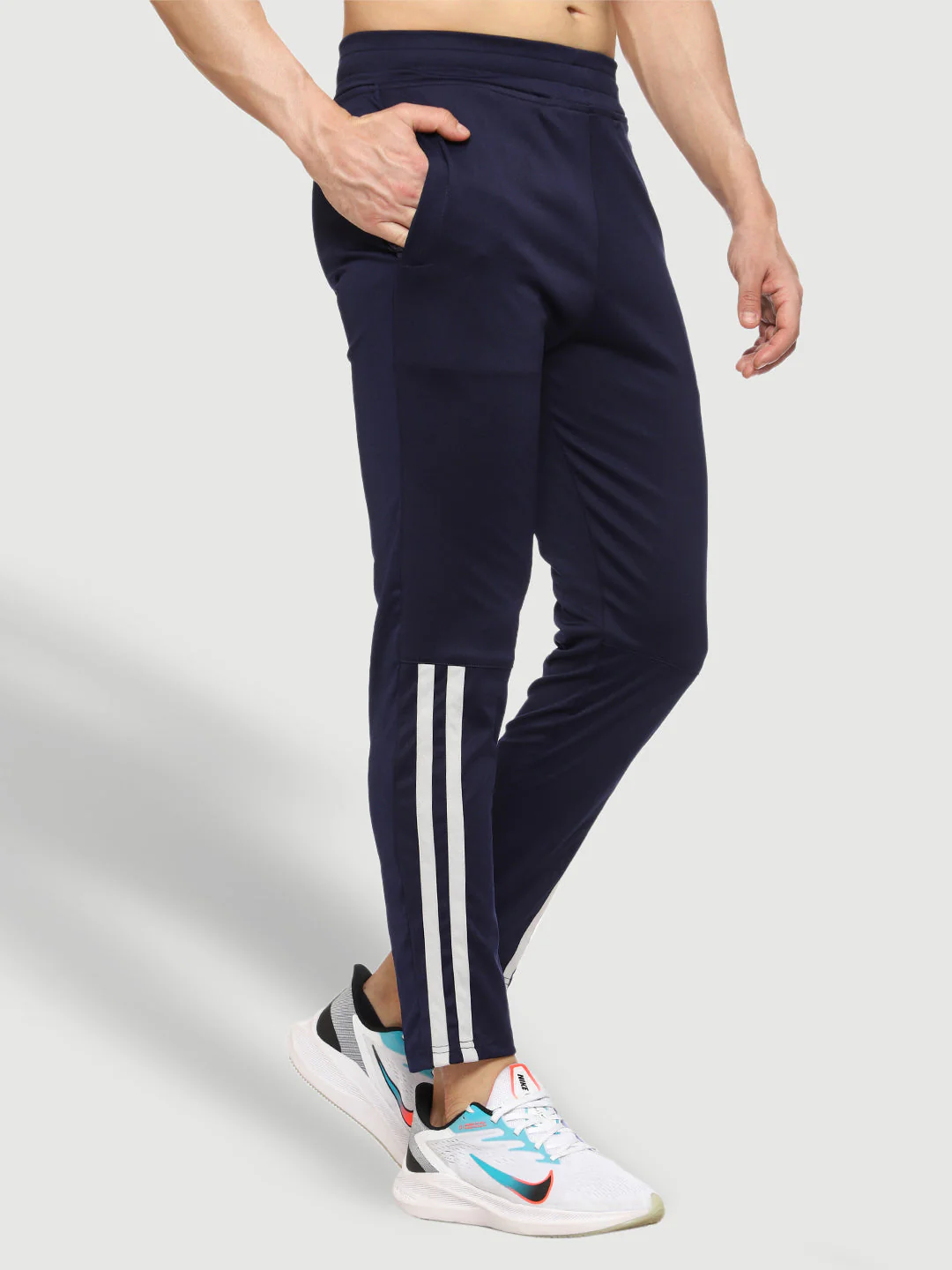 Rapid Dry Blue Striped Track Pant for Men - Image 4