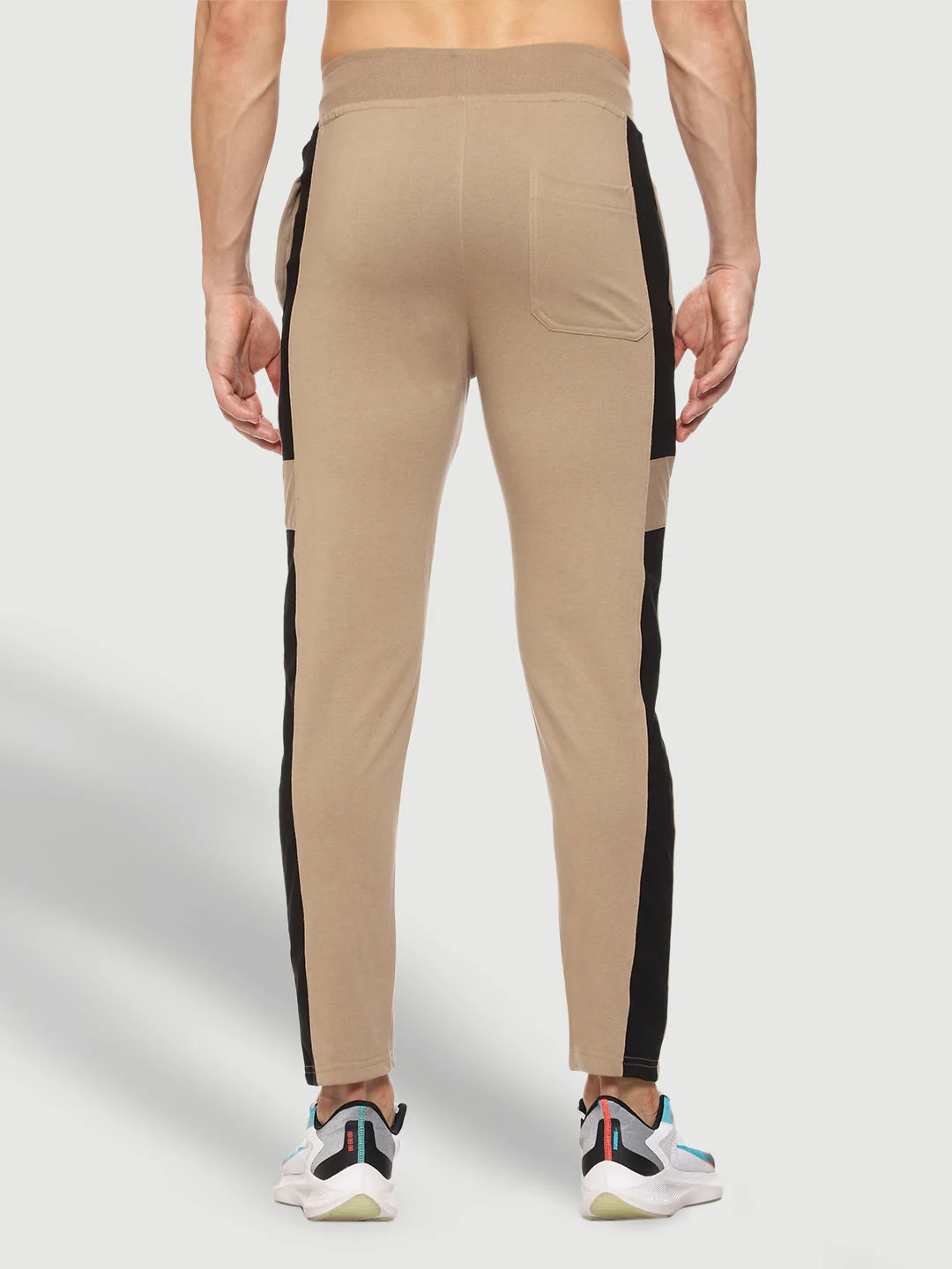 Beige Side Stripe Cotton Track Pant for Men - Image 5
