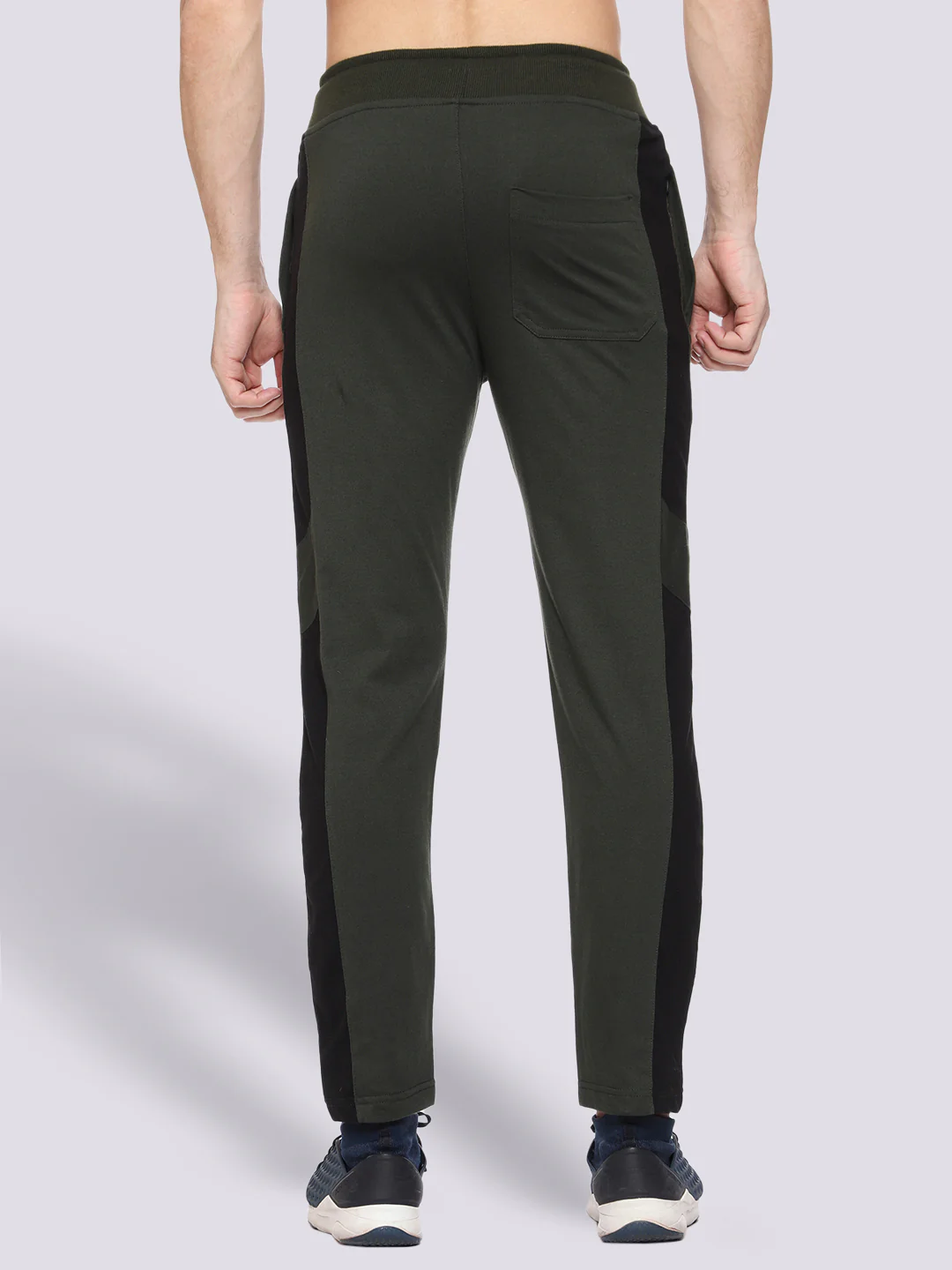 Olive Green Side Stripe Cotton Track Pant for Men - Image 4