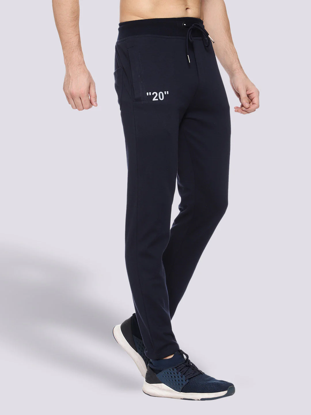 Navy Blue Reflector Cotton Track Pant For Men - Image 3
