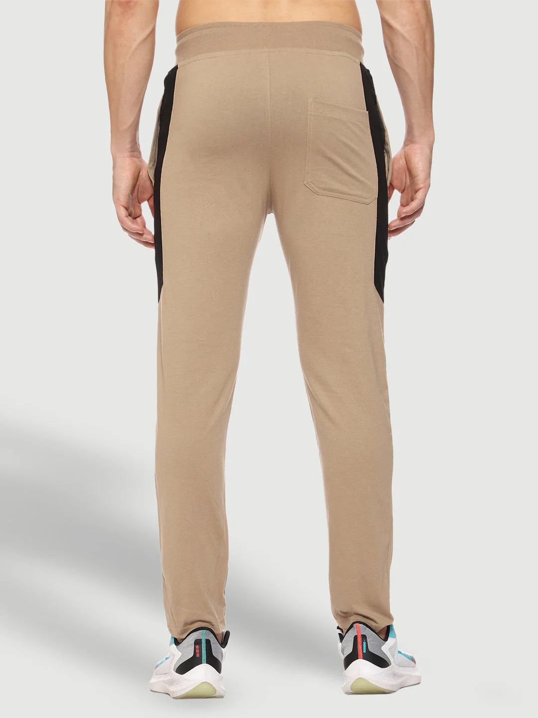 Beige Color-Blocked Cotton Track Pant for Men. - Image 4