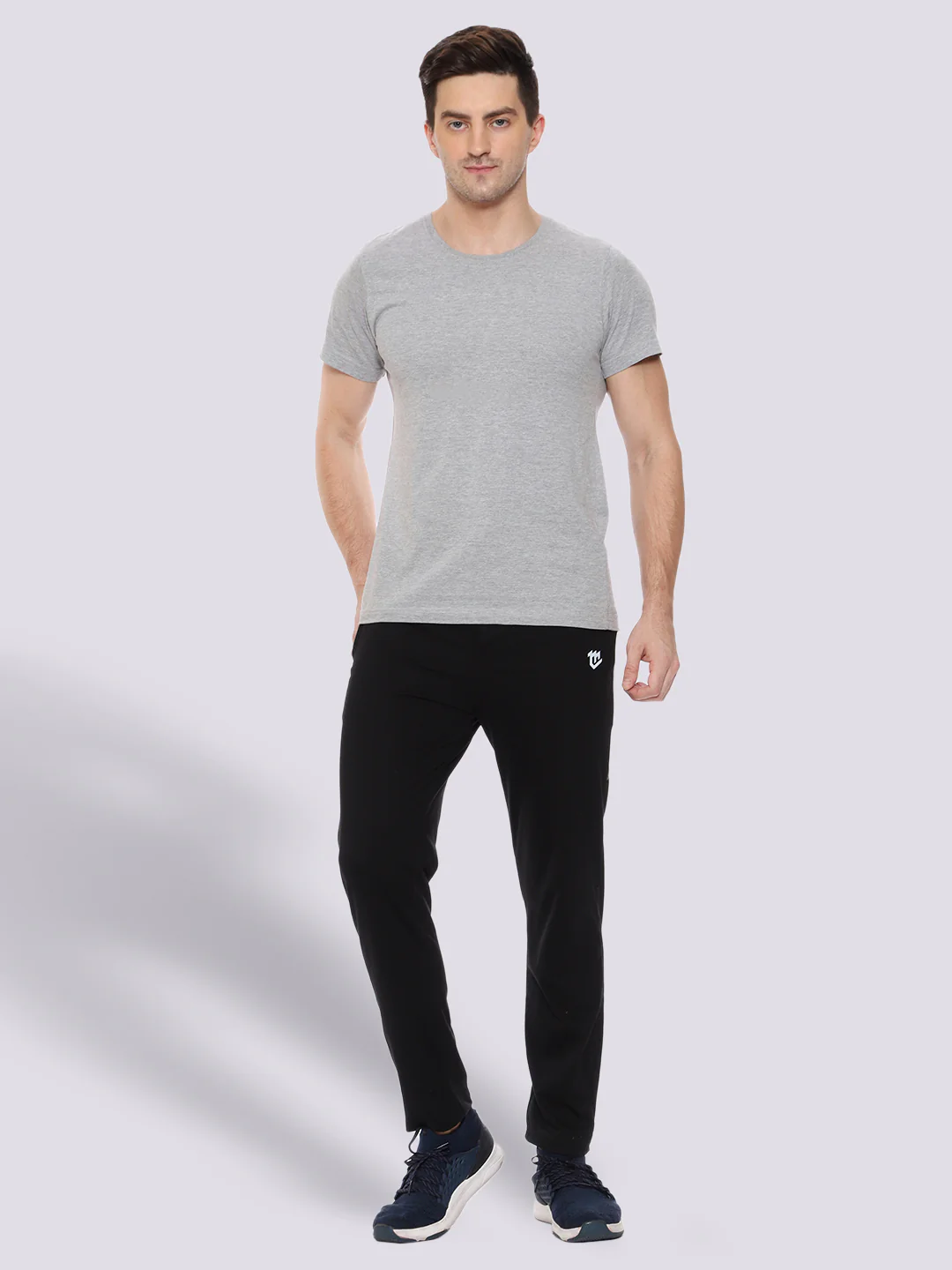 Black Color-Blocked Cotton Track Pant for Men. - Image 6