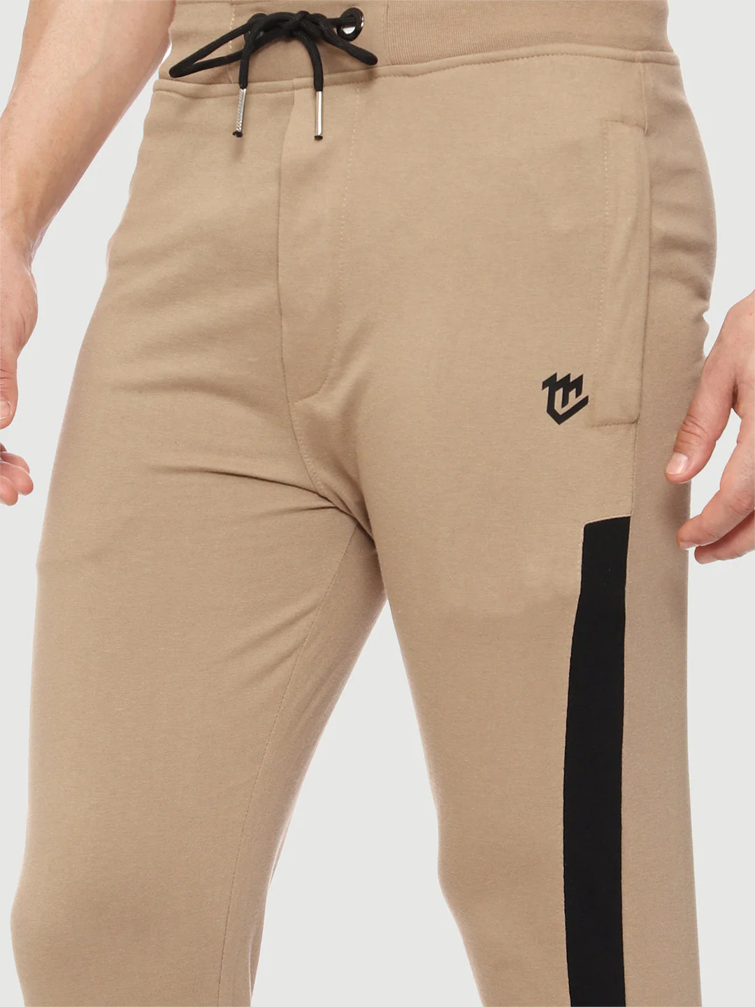 Beige Close Bottom Cotton Track Pant for Men - Image 5