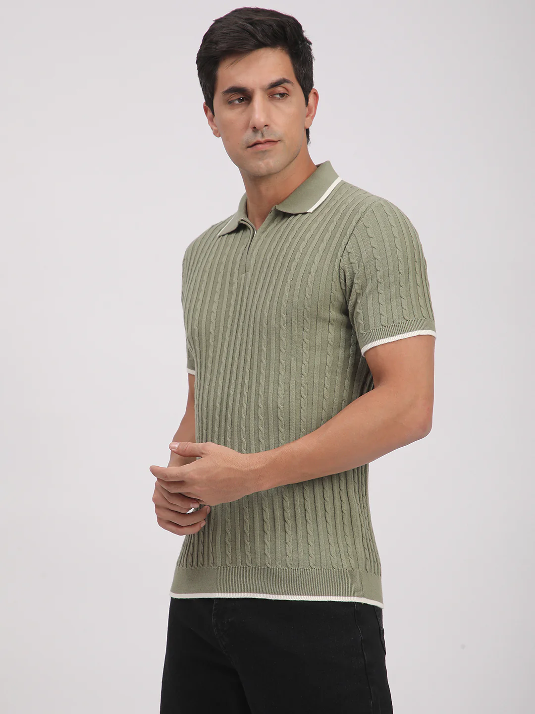 Knitted T-Shirt for Men. (Pista) - Image 3