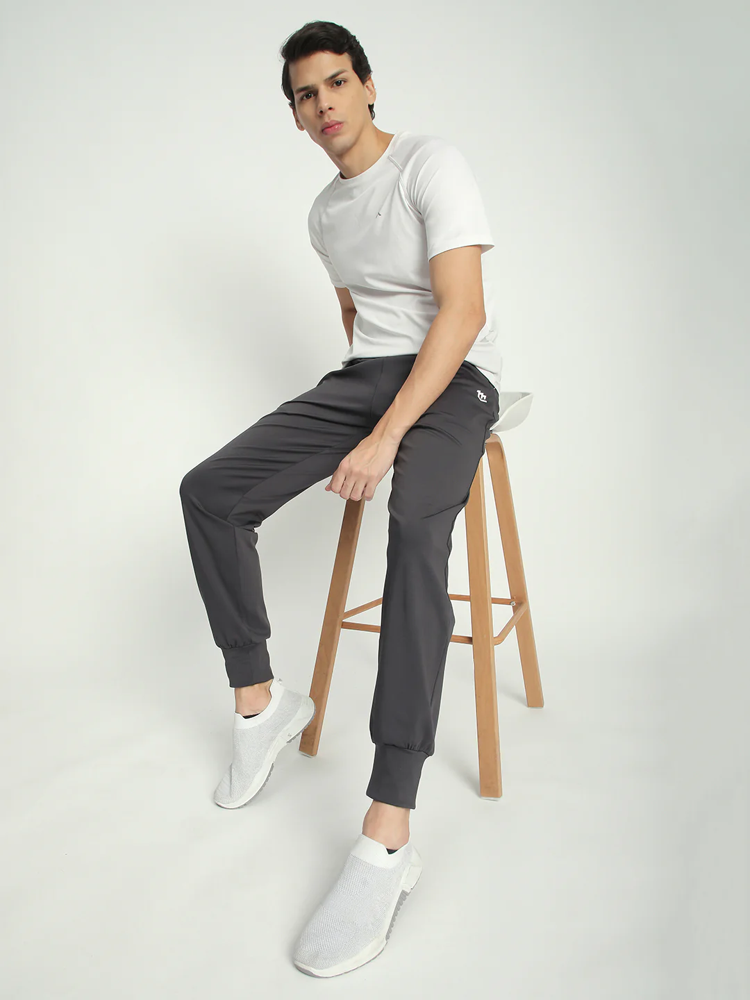 Rapid Dry Black Solid Track Pant for Men (Dark Grey) - Image 6