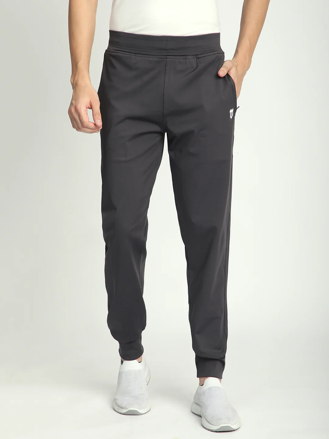 Rapid Dry Black Solid Track Pant for Men (Dark Grey) - Image 2