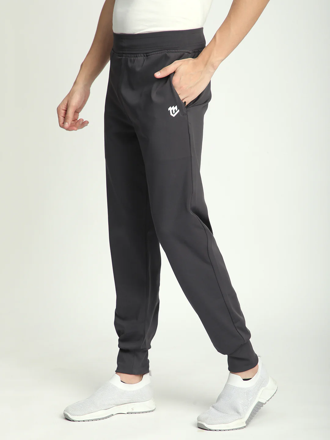 Rapid Dry Black Solid Track Pant for Men (Dark Grey) - Image 8