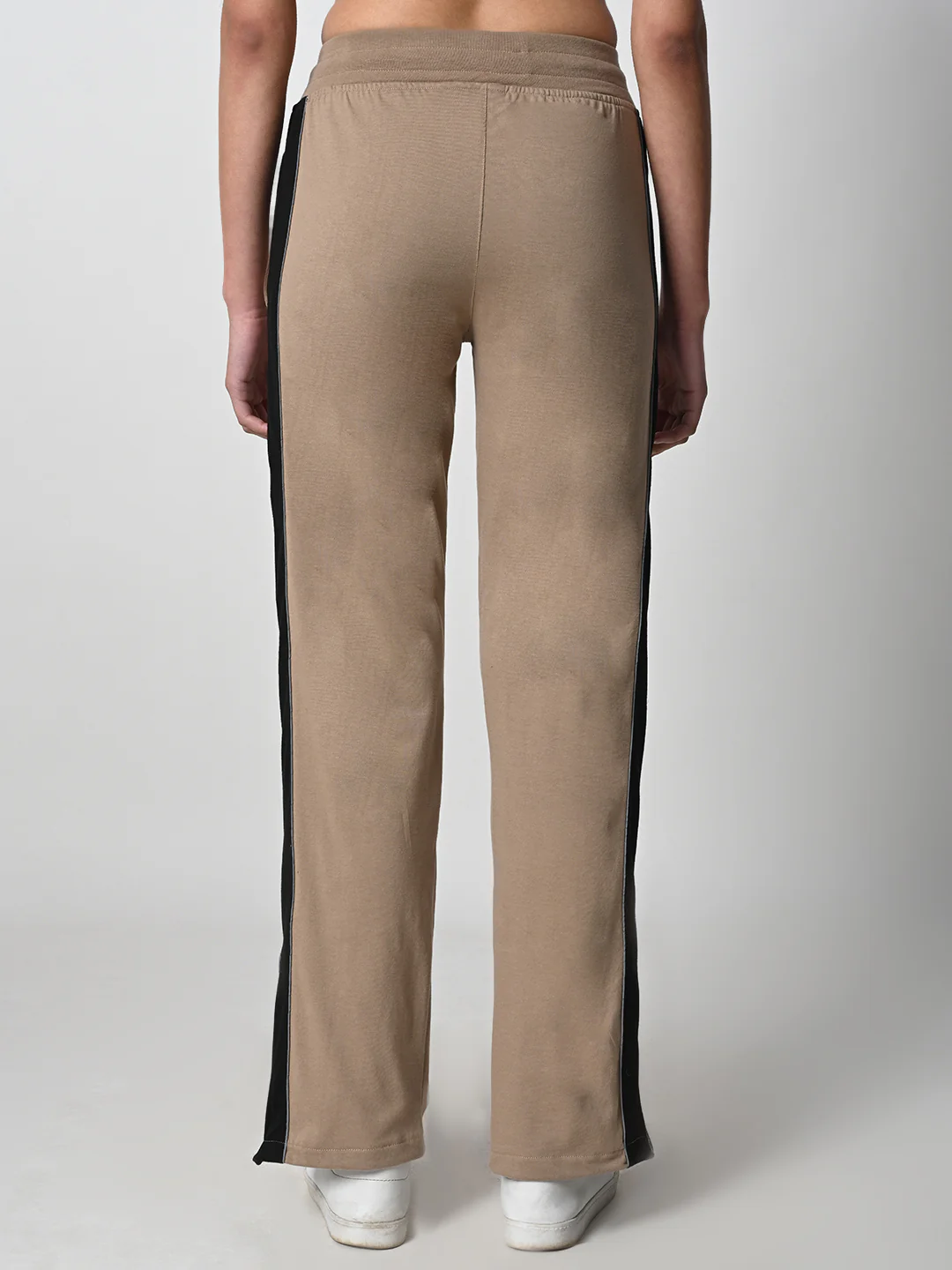 Reflective Side Stripe Cotton Track Pant for Women (Beige) - Image 5