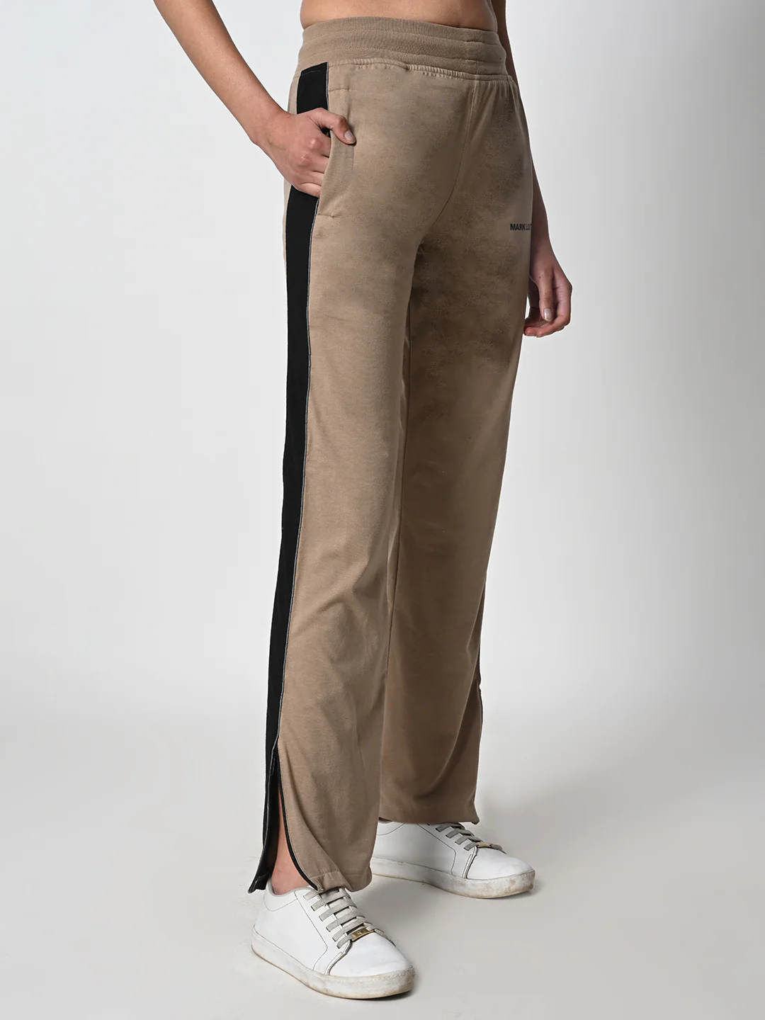 Reflective Side Stripe Cotton Track Pant for Women (Beige) - Image 7