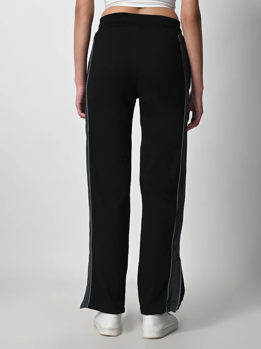 Reflective Side Stripe Cotton Track Pant for Women (Black) - Image 6