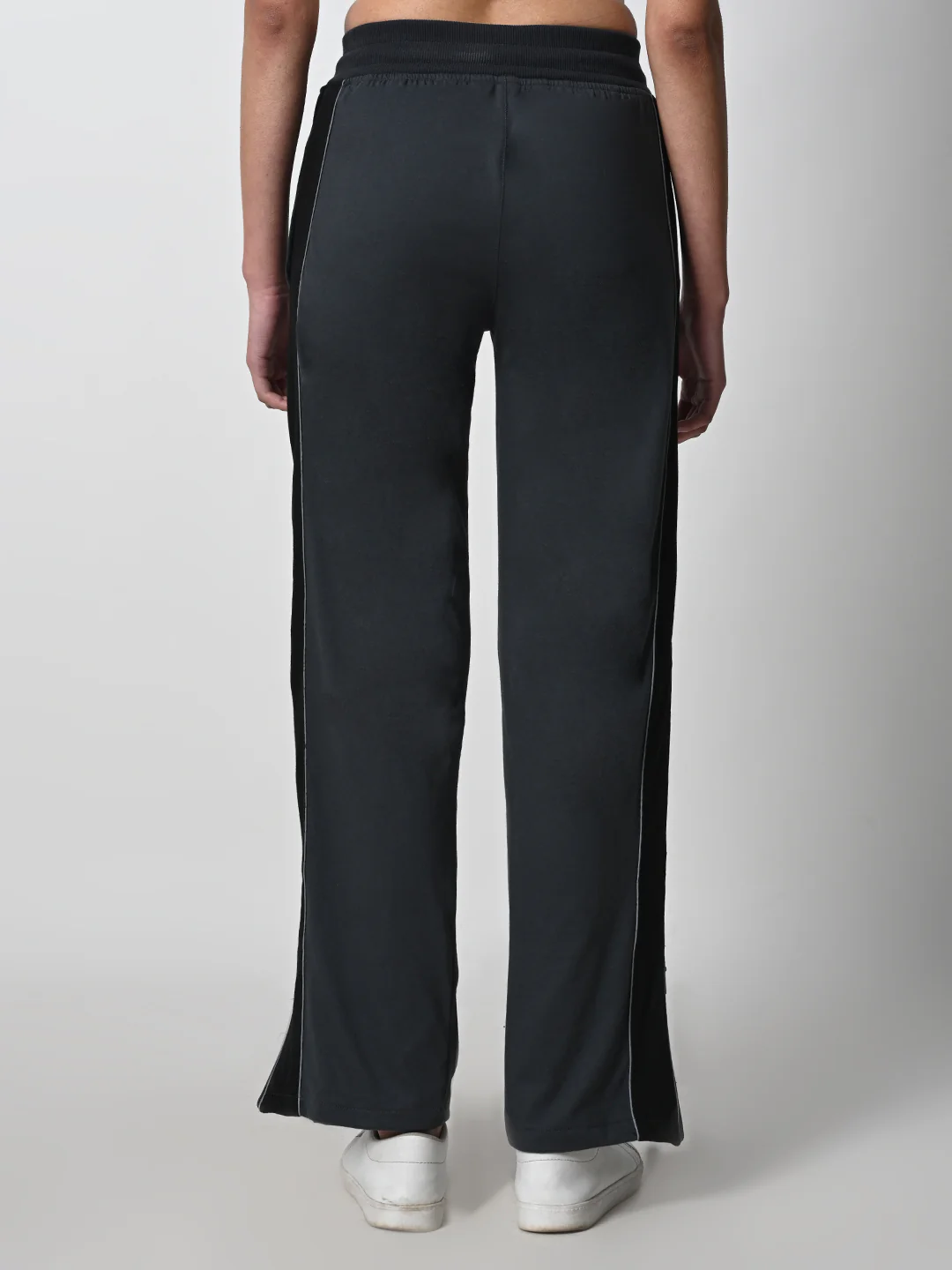 Reflective Side Stripe Cotton Track Pant for Women (Charcoal Grey) - Image 4