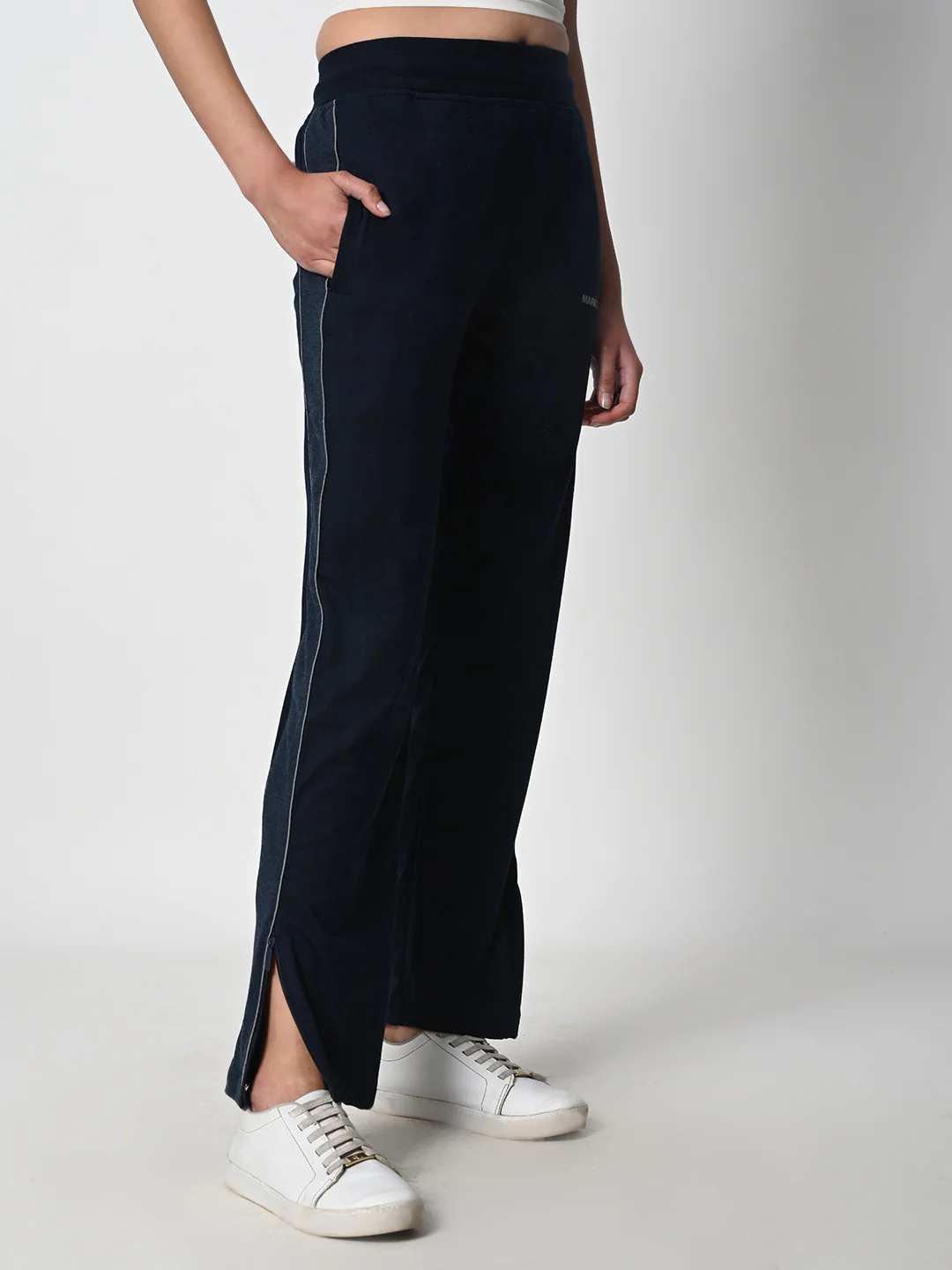 Reflective Side Stripe Cotton Track Pant for Women (Navy Blue) - Image 4