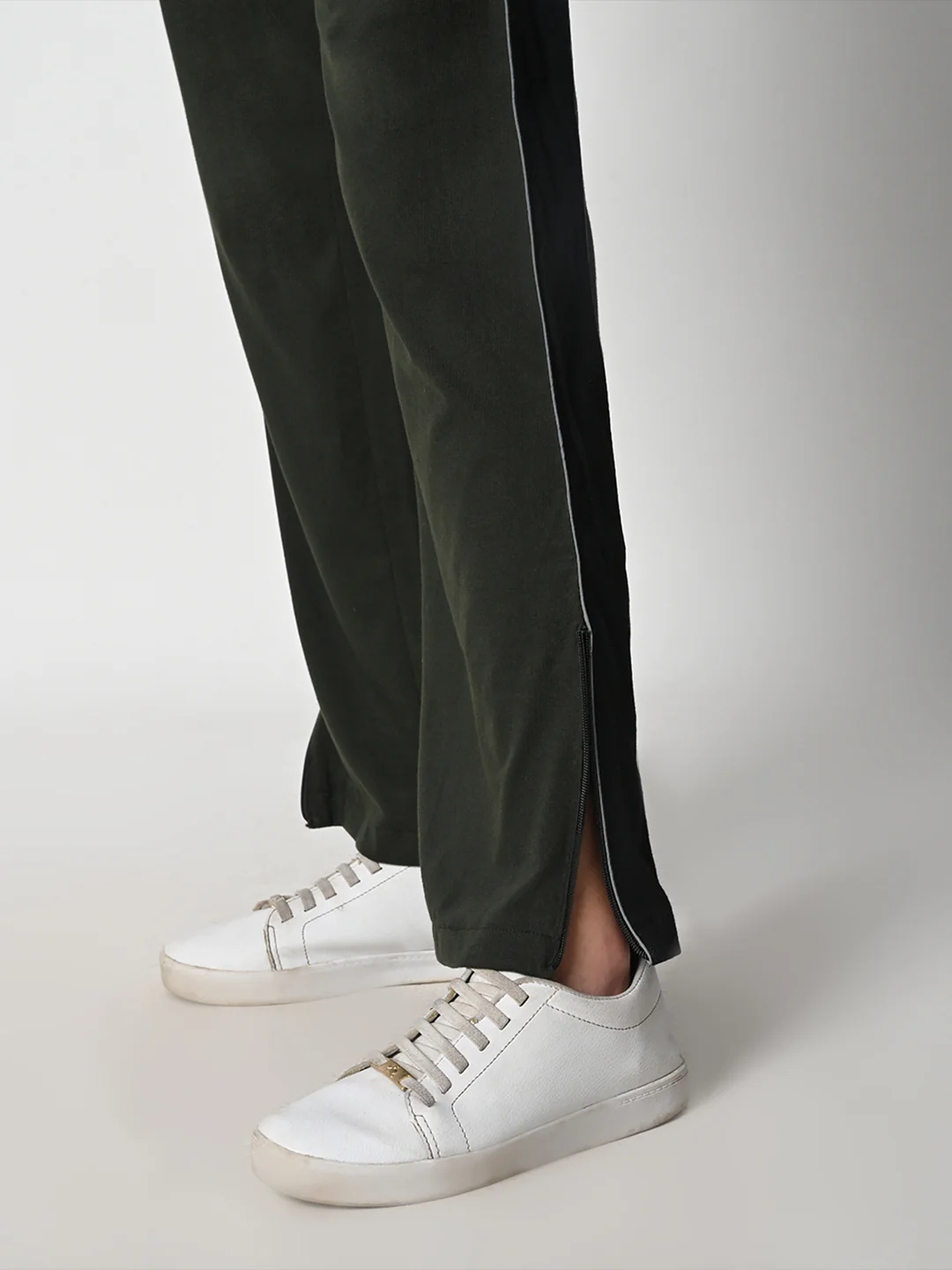 Reflective Side Stripe Cotton Track Pant for Women (Olive Green) - Image 6