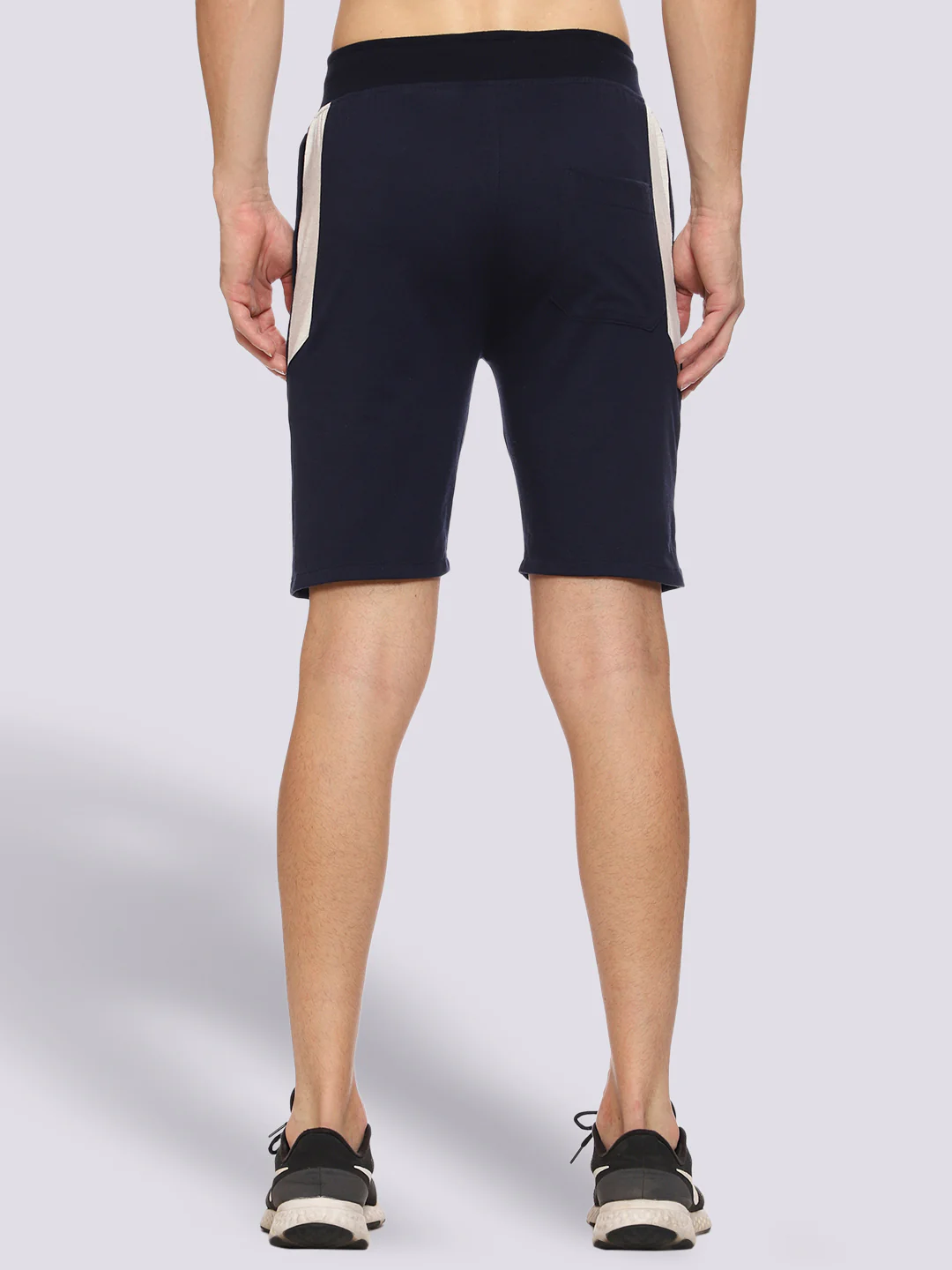 Navy Blue Color-Blocked Shorts For Men - Image 5