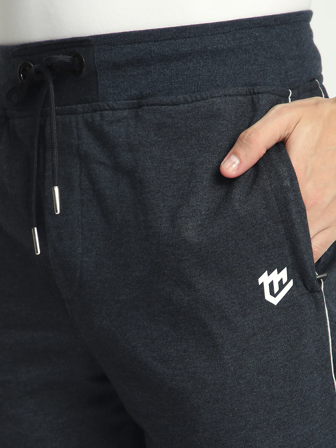 Stylish Melange Blue Cotton Track Pant For Men - Image 7