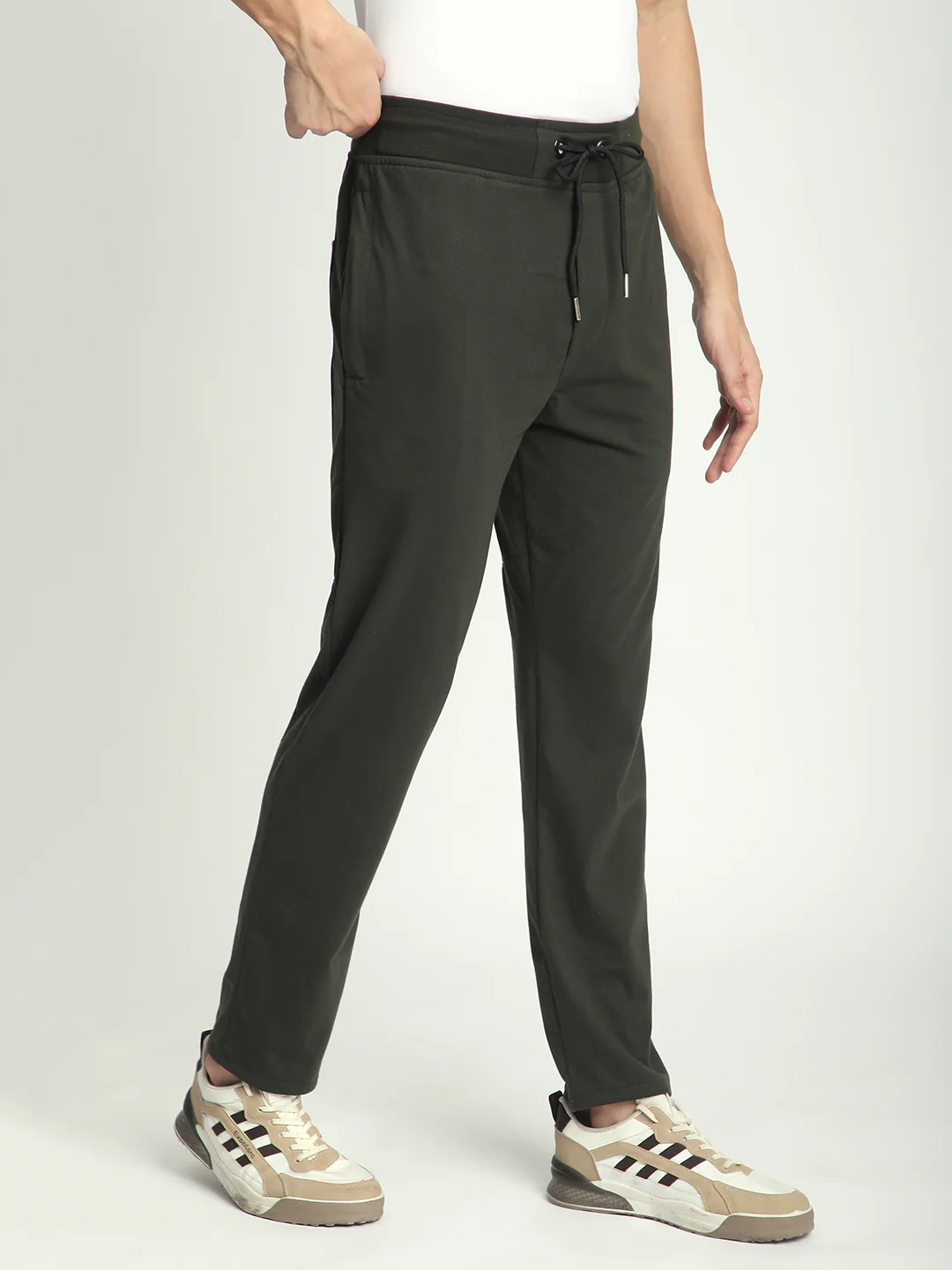 Stylish Olive Green Cotton Track Pant For Men. - Image 2
