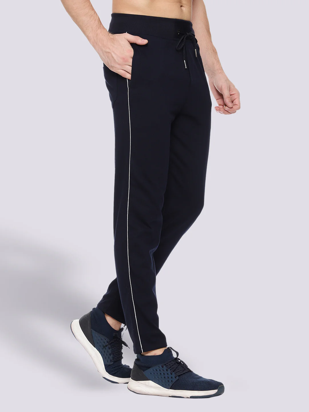 Navy Blue Cotton Track Pant For Men - Image 2